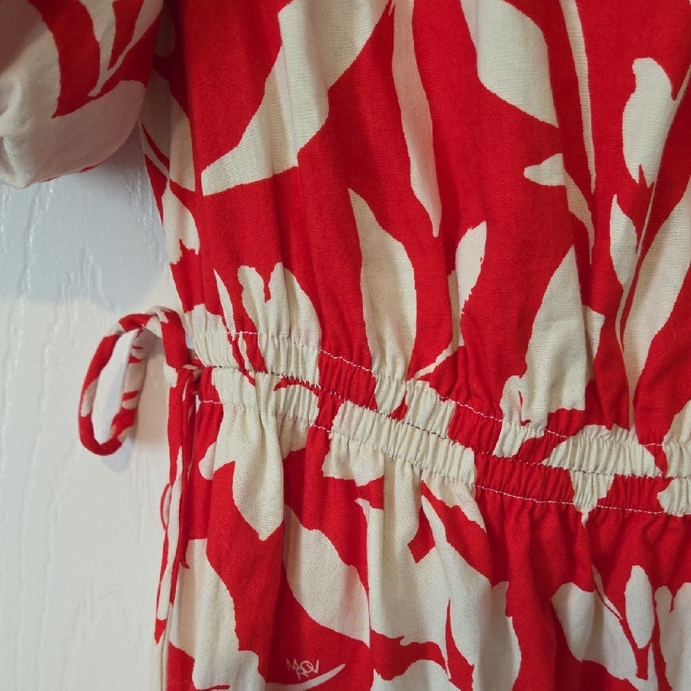 Moon River Vibrant Red and Cream Dress - Picture 4 of 6
